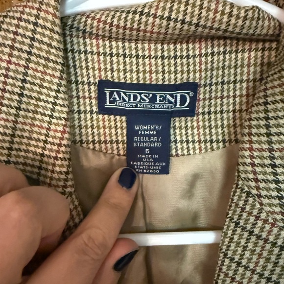 Vintage 90’s Lands End Wool plaid oversized blazer size 6 - Picture 4 of 6